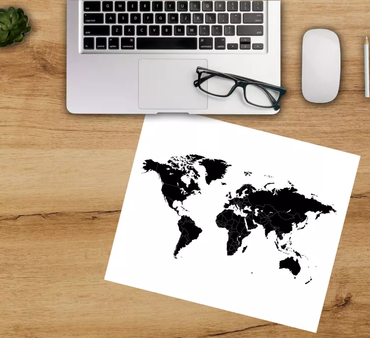 Alfombrilla ratón mapamundi contorno global estilizado - TenVinilo