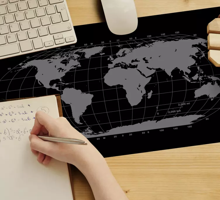 Alfombrilla ratón mapamundi cuadrícula mundial - TenVinilo