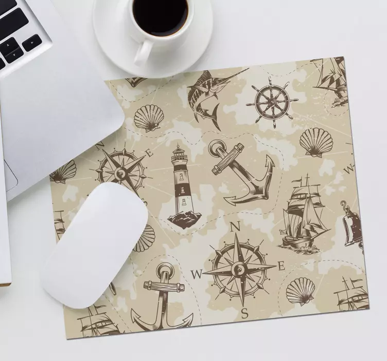 Alfombrilla ratón mapamundi elementos de brújula - TenVinilo