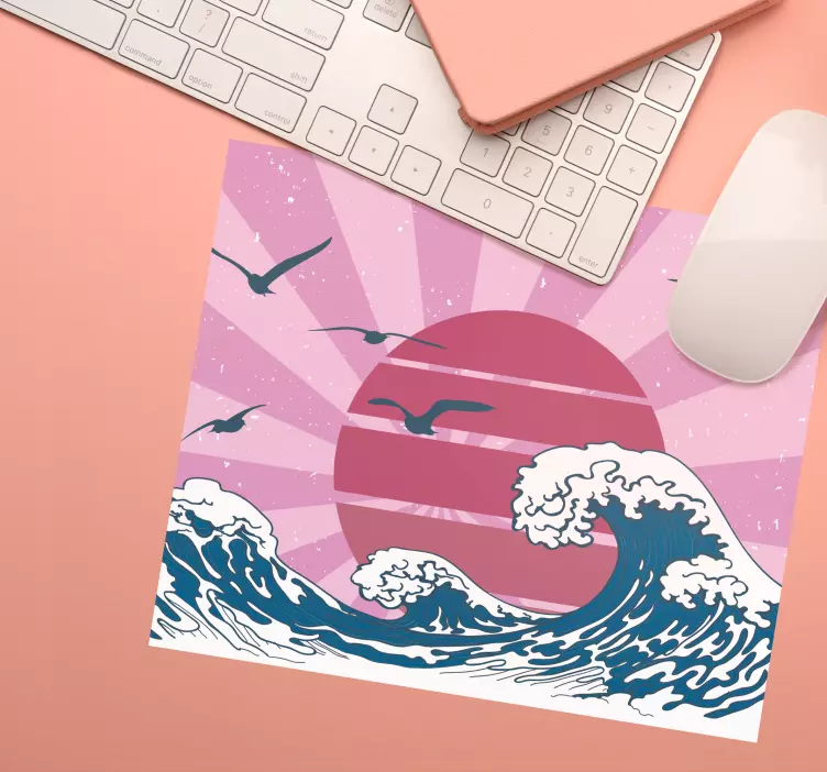 Alfombrilla ratón mapamundi escena oceánica estilizada - TenVinilo