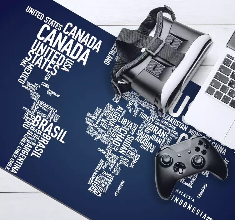 Alfombrilla ratón mapamundi ilustración de países - TenVinilo