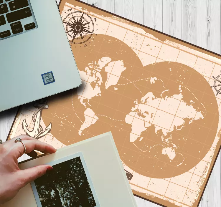 Alfombrilla ratón mapamundi mapa mundial náutico - TenVinilo