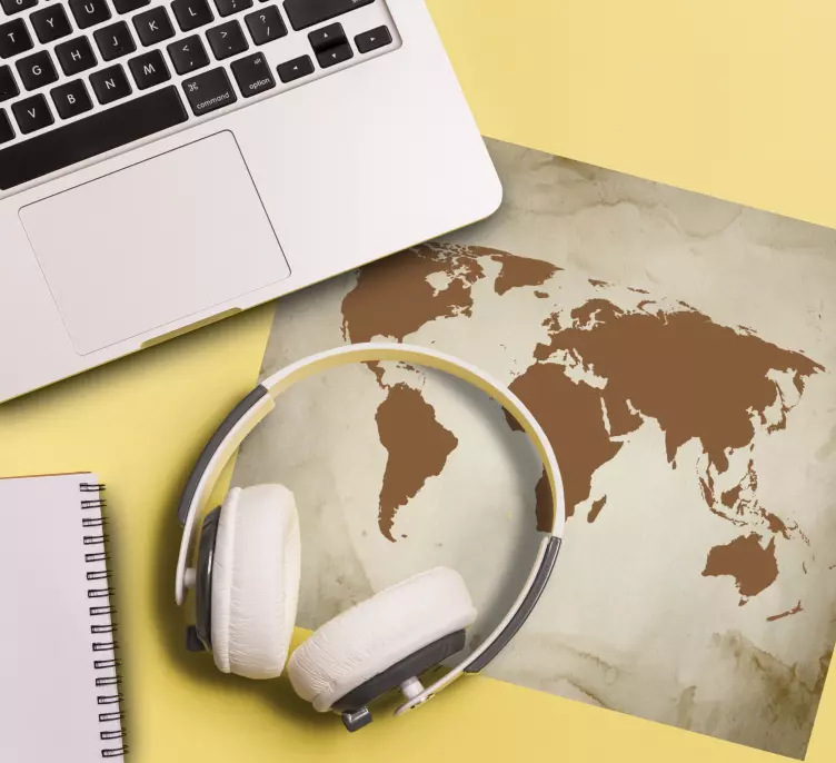 Alfombrilla ratón mapamundi mundo vintage marrón - TenVinilo