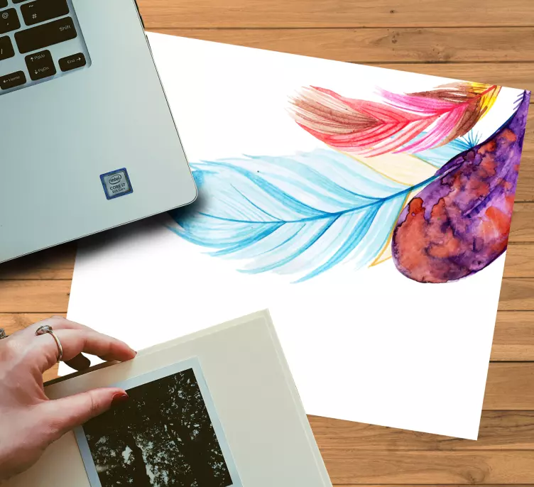 Alfombrilla ratón original arte de plumas coloridas - TenVinilo