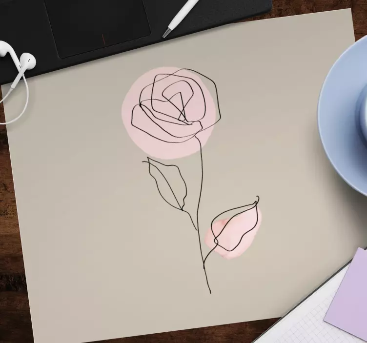 Alfombrilla ratón original contorno floral minimalista - TenVinilo