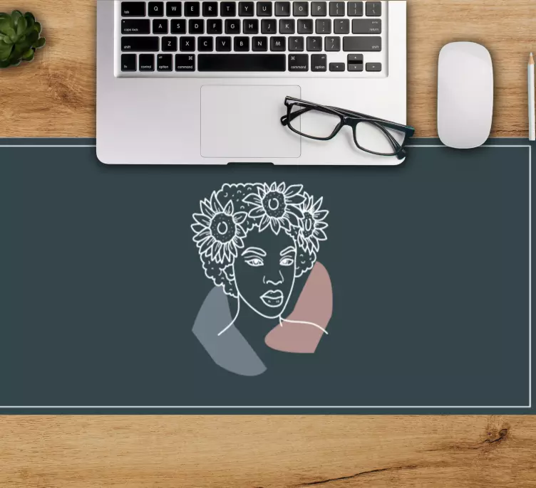 Alfombrilla ratón original mujer con girasoles - TenVinilo