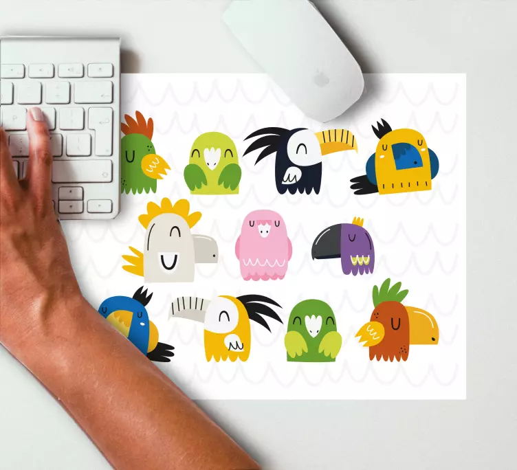 Alfombrilla ratón original pájaros de caricatura coloridos - TenVinilo