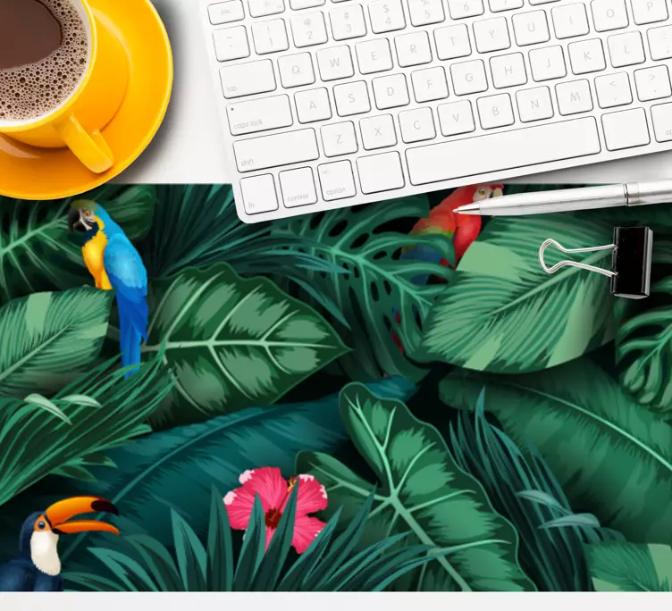 Alfombrilla ratón original patrón de aves tropicales - TenVinilo