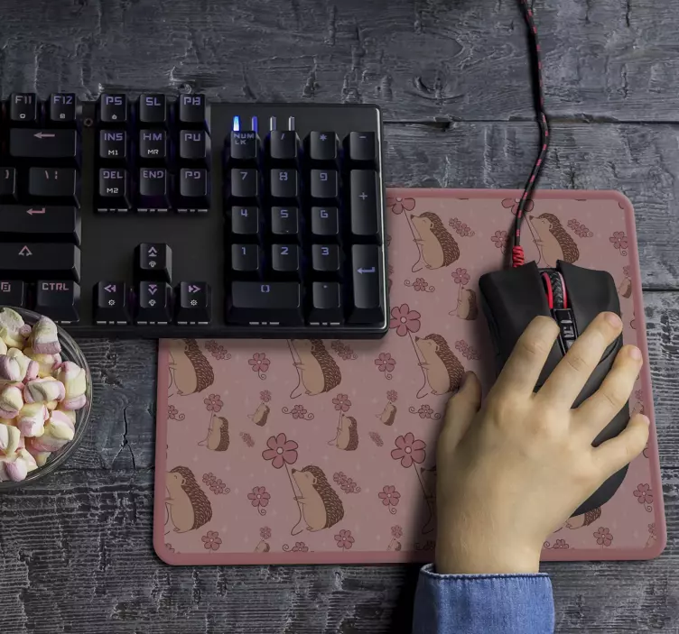 Alfombrilla ratón original patrón floral de erizo - TenVinilo