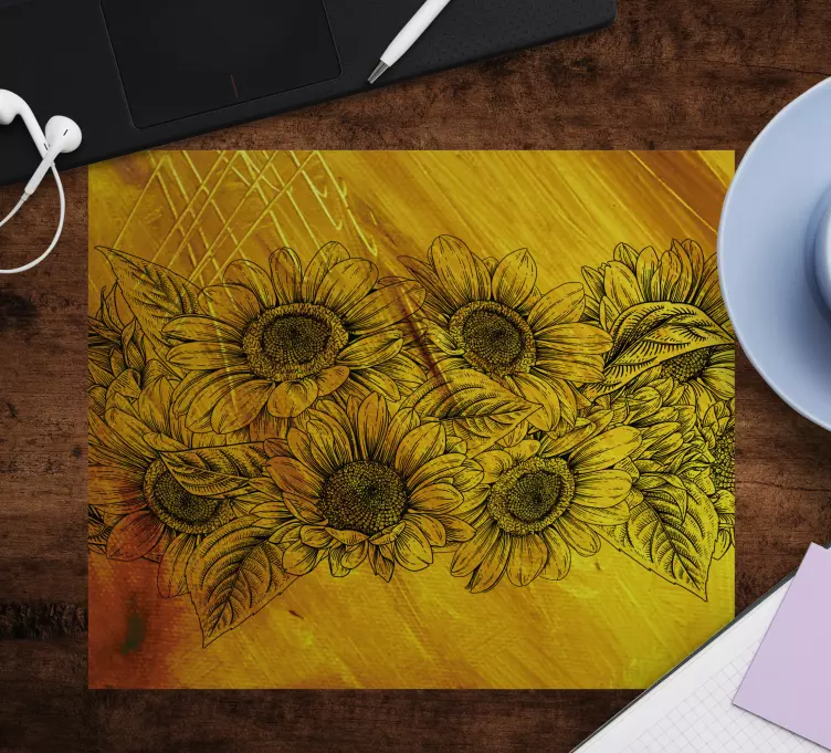 Alfombrilla ratón original patrón floral de girasoles - TenVinilo