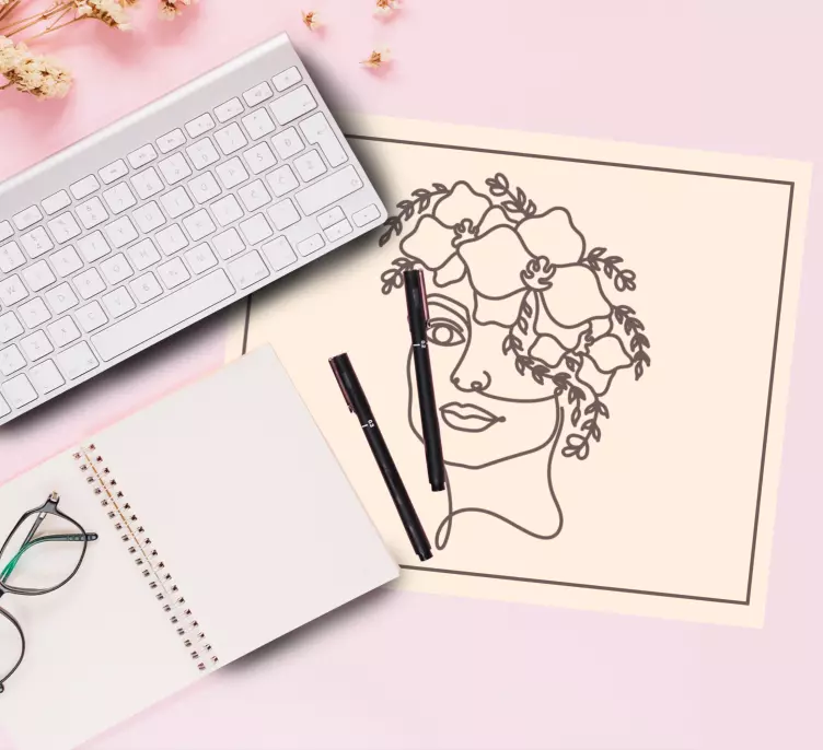 Alfombrilla ratón original retrato floral elegante - TenVinilo