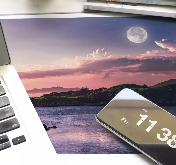 Alfombrilla ratón original río escénico al anochecer - TenVinilo