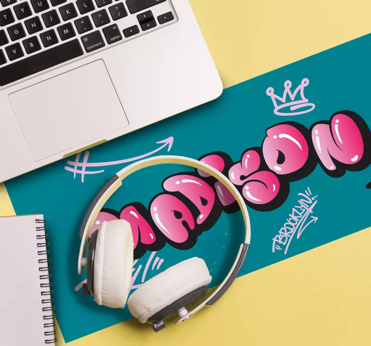 Alfombrilla ratón personalizable arte de nombre en negrita - TenVinilo