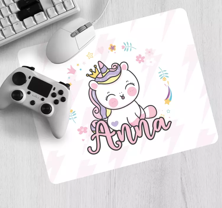 Alfombrilla ratón personalizable carácter de unicornio lindo - TenVinilo