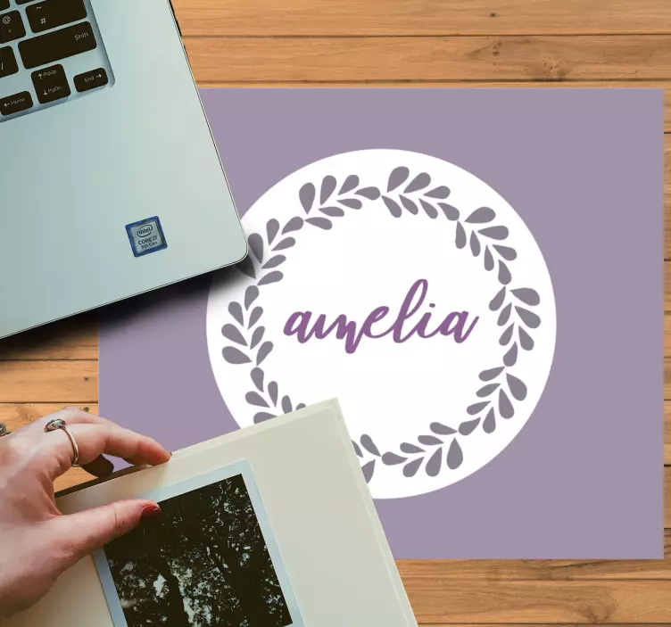 Alfombrilla ratón personalizable círculo con nombre - TenVinilo