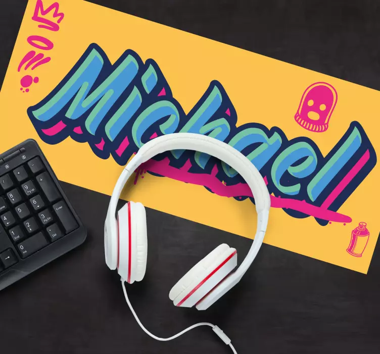Alfombrilla ratón personalizable diseño colorido de nombre - TenVinilo