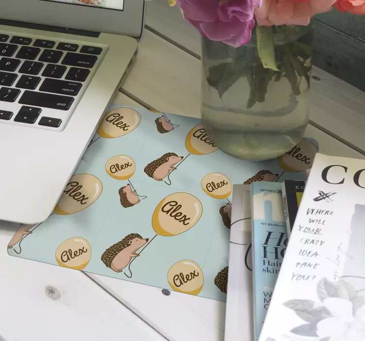 Alfombrilla ratón personalizable erizo con globos - TenVinilo