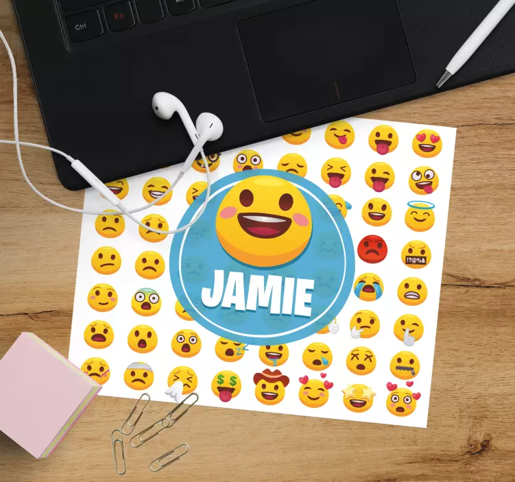 Alfombrilla ratón personalizable patrón de emojis alegres - TenVinilo