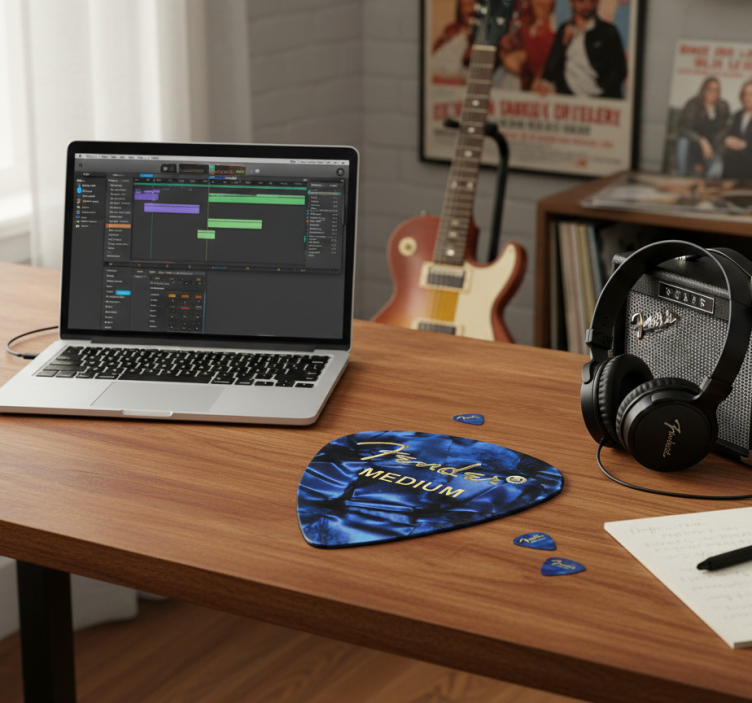 Alfombrilla ratón púa de guitarra fender azul - TenVinilo