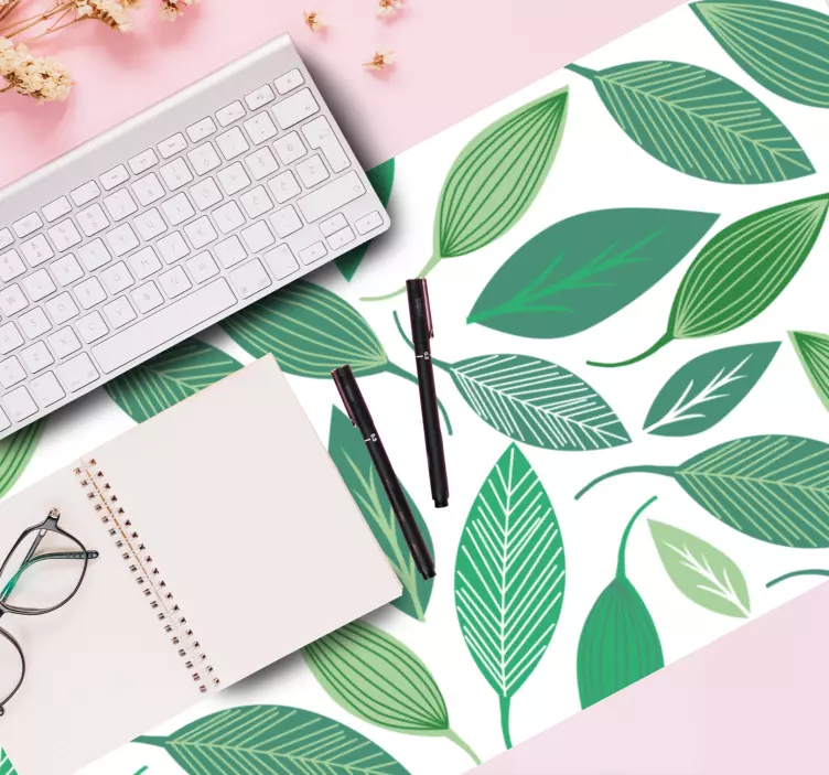 Alfombrilla ratón textura arreglo de hojas verdes - TenVinilo