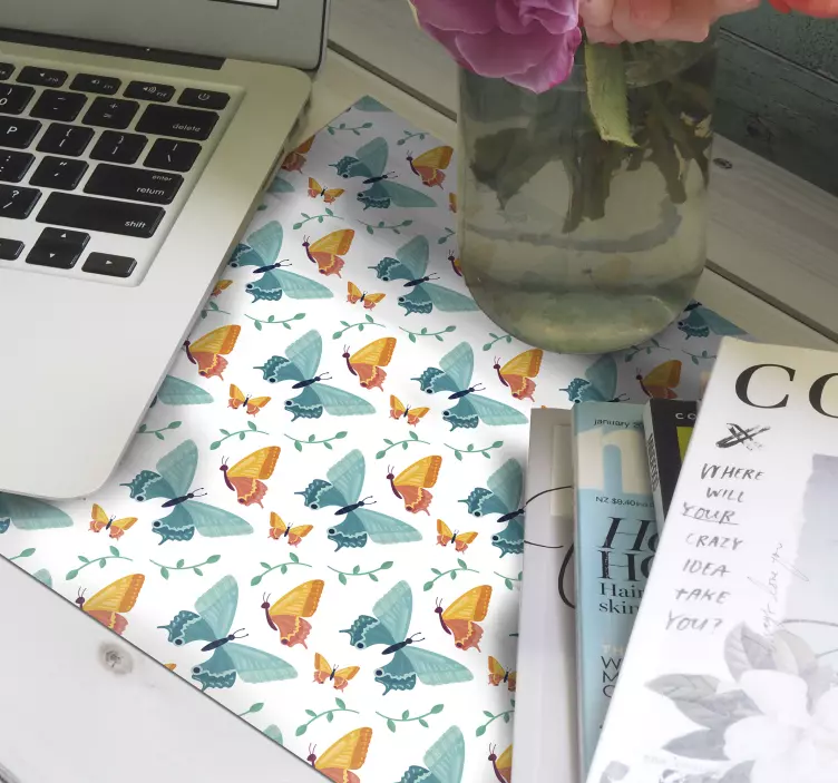 Alfombrilla ratón textura arreglo de mariposas coloridas - TenVinilo