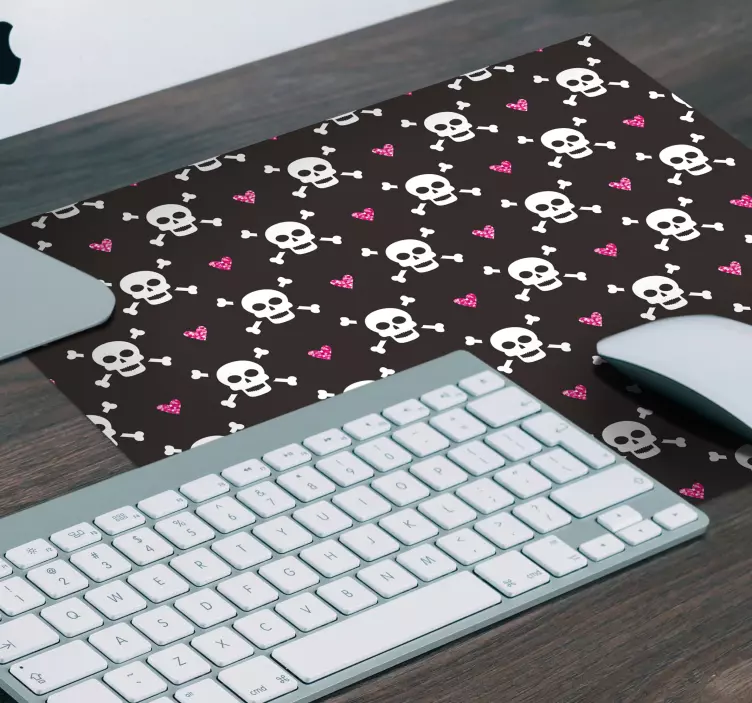 Alfombrilla ratón textura calaveras y corazones - TenVinilo
