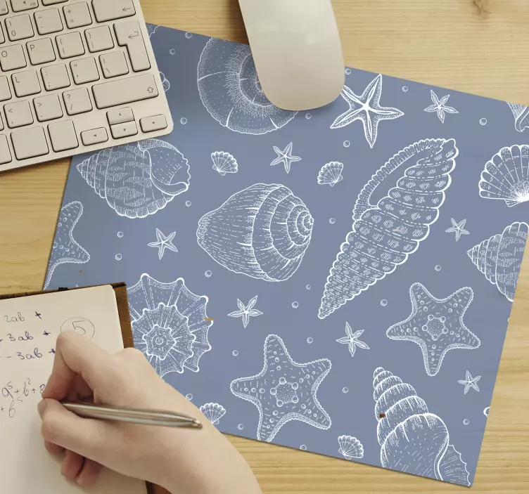 Alfombrilla ratón textura con conchas y estrellas - TenVinilo