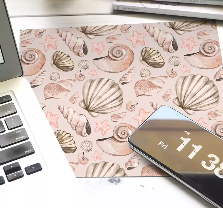 Alfombrilla ratón textura con diseño de conchas y estrellas - TenVinilo