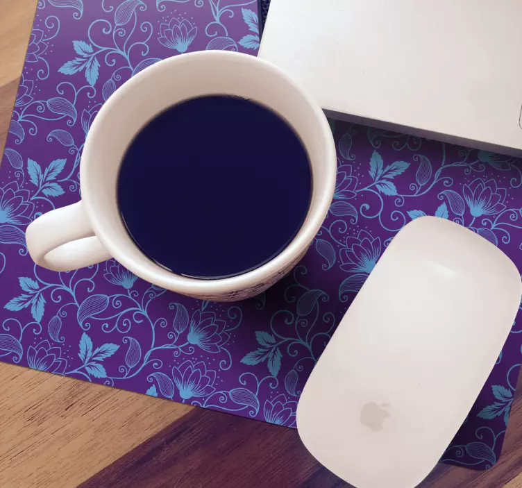 Alfombrilla ratón textura detalle floral azul - TenVinilo