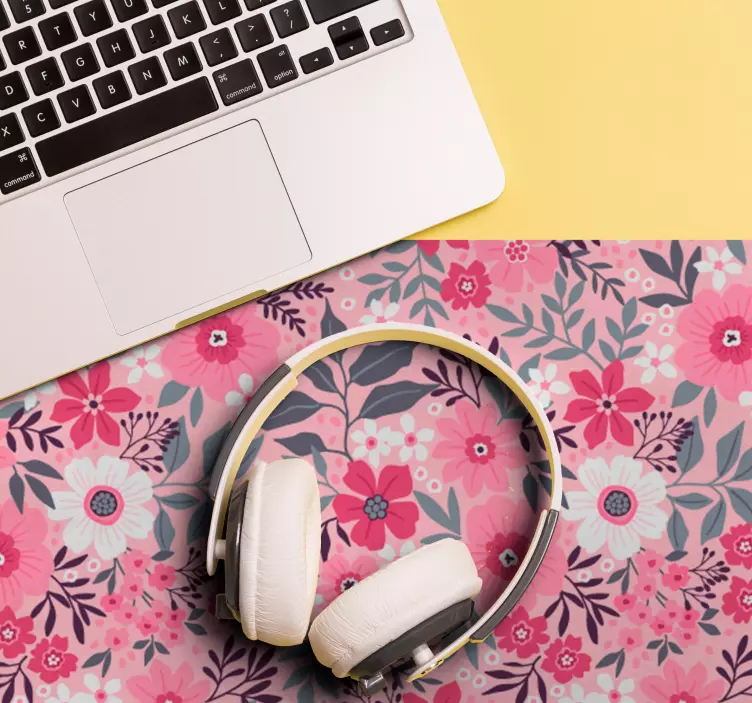 Alfombrilla ratón textura motivo floral rosa - TenVinilo