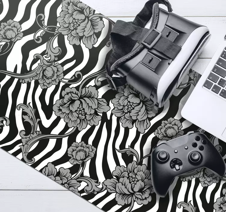 Alfombrilla ratón textura estampado cebra floral - TenVinilo