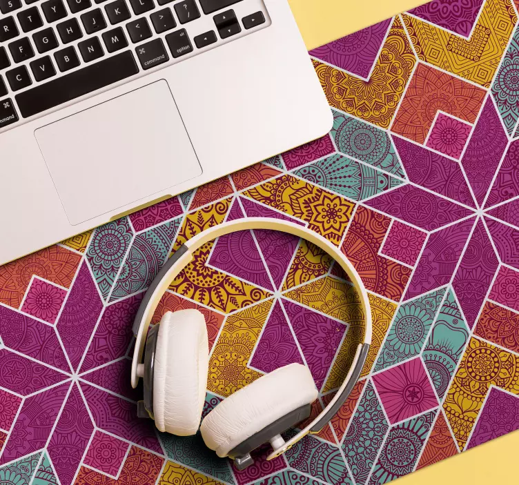 Alfombrilla ratón textura figuras geométricas vibrantes - TenVinilo