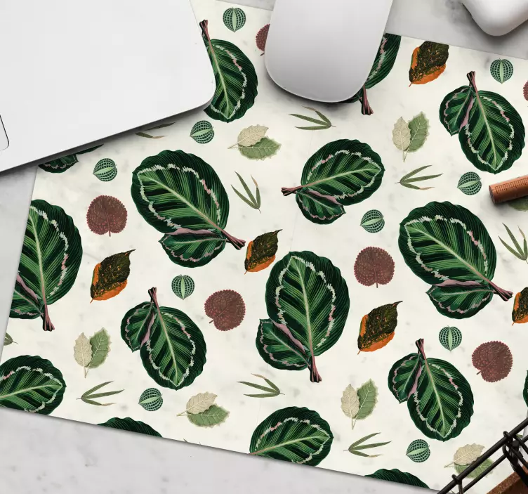 Alfombrilla ratón textura hojas y botánicos - TenVinilo