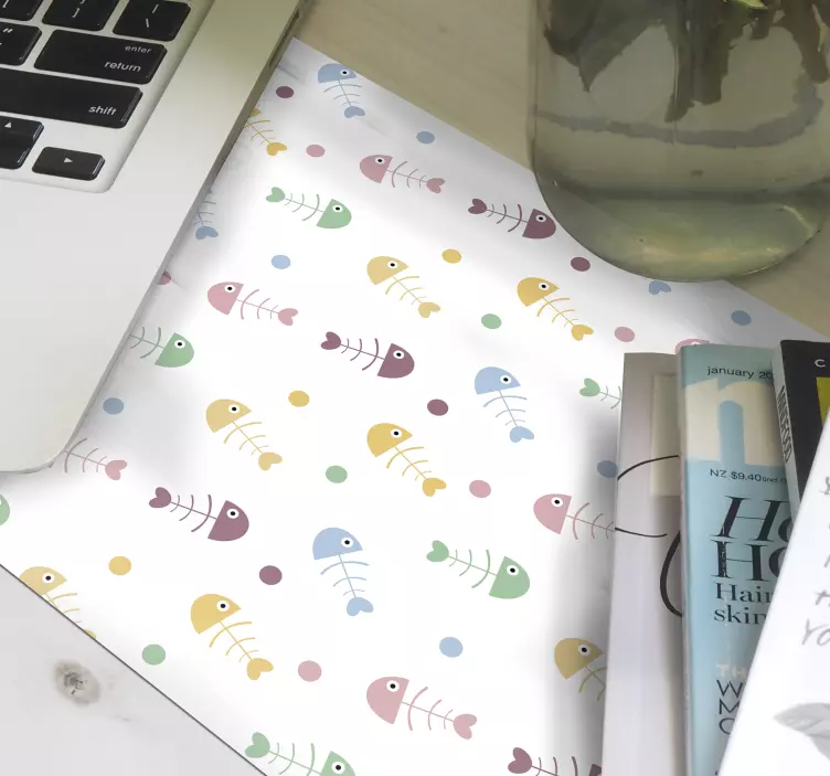 Alfombrilla ratón textura huesos de pez coloridos - TenVinilo