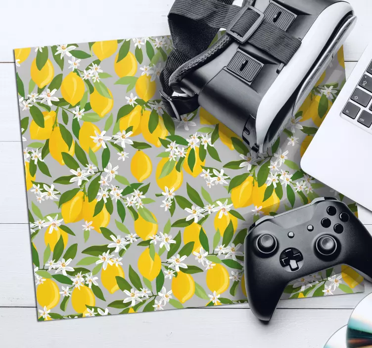 Alfombrilla ratón textura limón floral vivo - TenVinilo