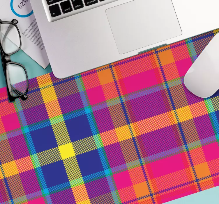 Alfombrilla ratón textura motivo a cuadros vibrantes - TenVinilo