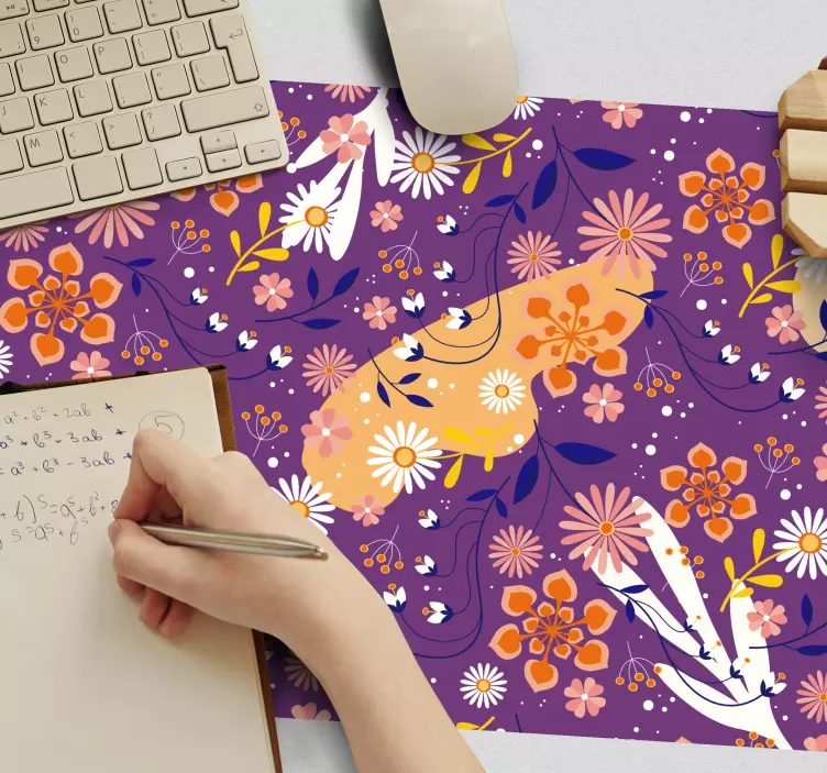 Alfombrilla ratón textura patrón floral colorido - TenVinilo