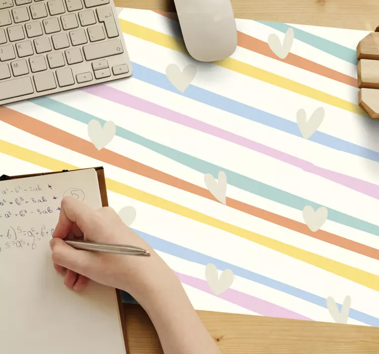 Alfombrilla ratón textura rayas de corazón colorido - TenVinilo