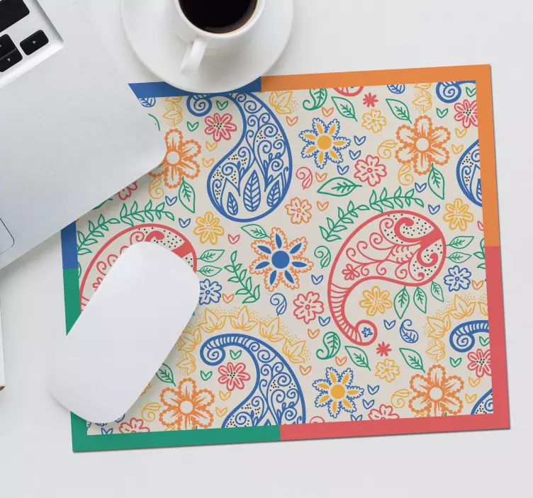 Alfombrilla ratón textura remolinos florales coloridos - TenVinilo