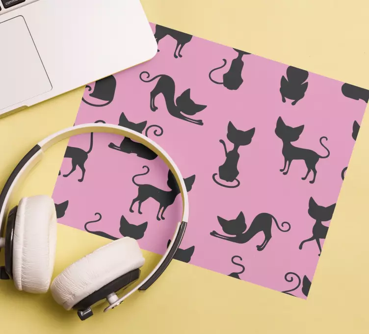 Alfombrilla ratón textura siluetas de gatos juguetones - TenVinilo