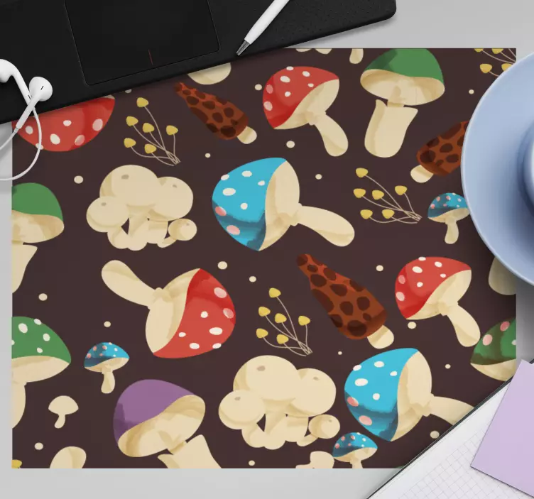 Alfombrilla ratón original Patrón de hongos multicolores - TenVinilo