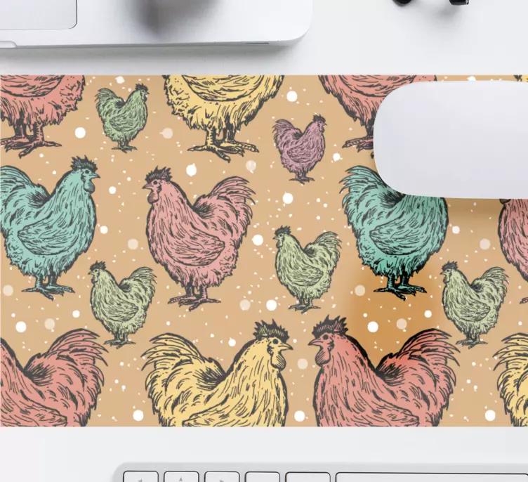 Gallos pollo colorido más alfombrillas de ratón - TenVinilo