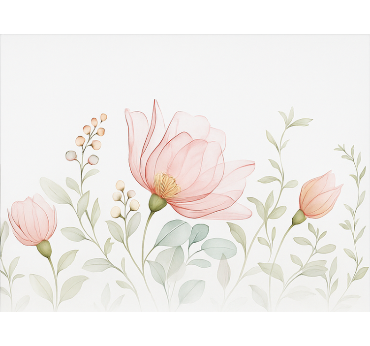 Estor habitación matrimonio flores translúcidas abstractas - TenVinilo