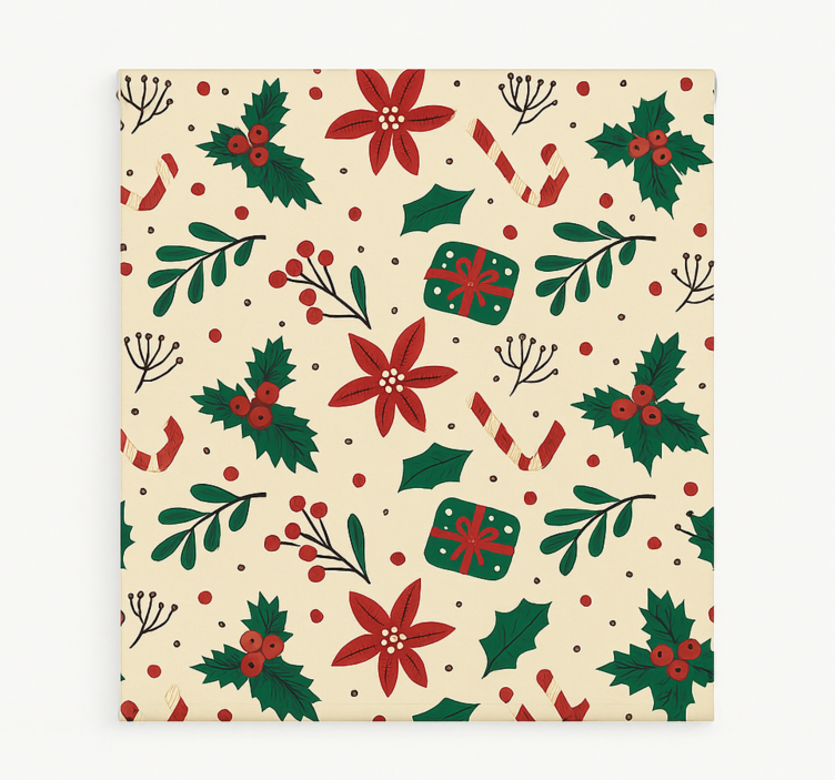 Estor enrollable salón adornos rojos del bosque - TenVinilo