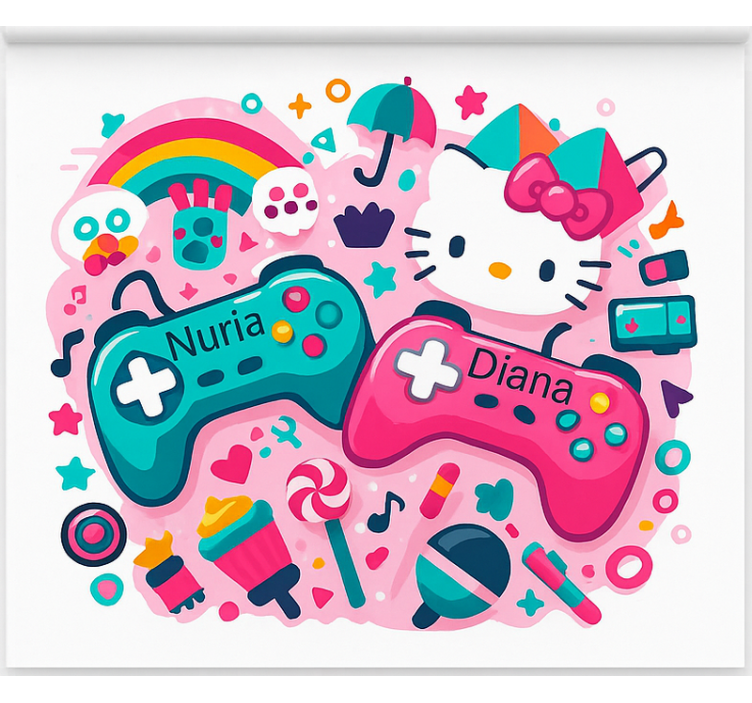 Estor enrollable gamer controladores de gatitos personalizados - TenVinilo