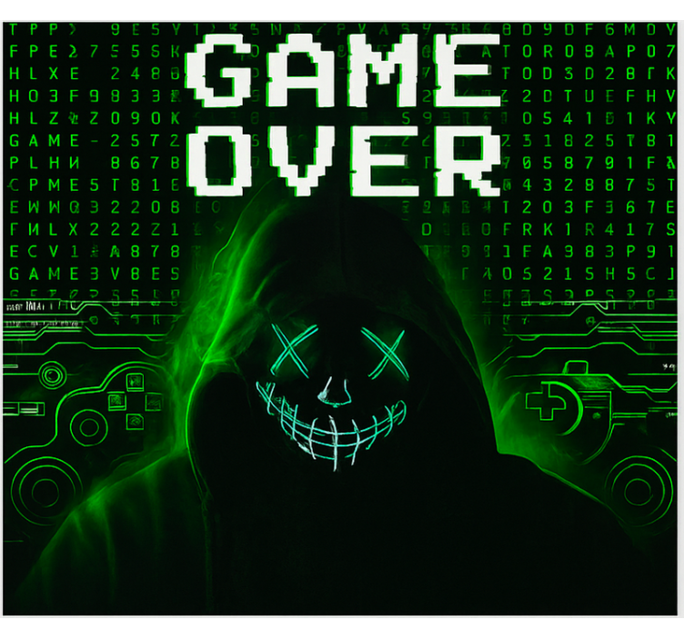 Estor enrollable gamer game over hackeado y enmascarado - TenVinilo
