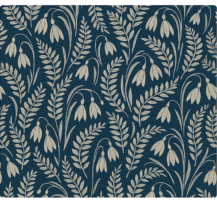 Estor estilo nórdico flores campanilla beige navy - TenVinilo