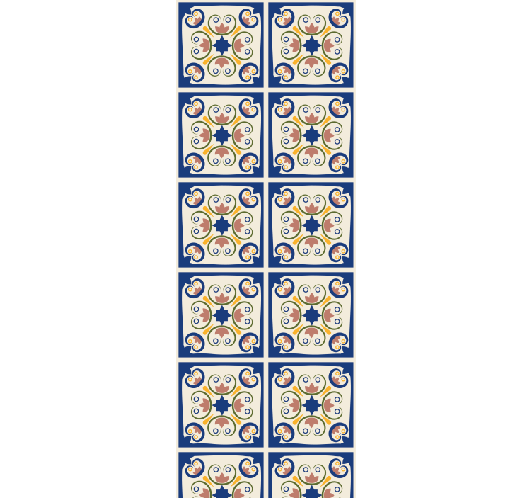 Estor enrollable cocina azulejo portugués flores rosas - TenVinilo