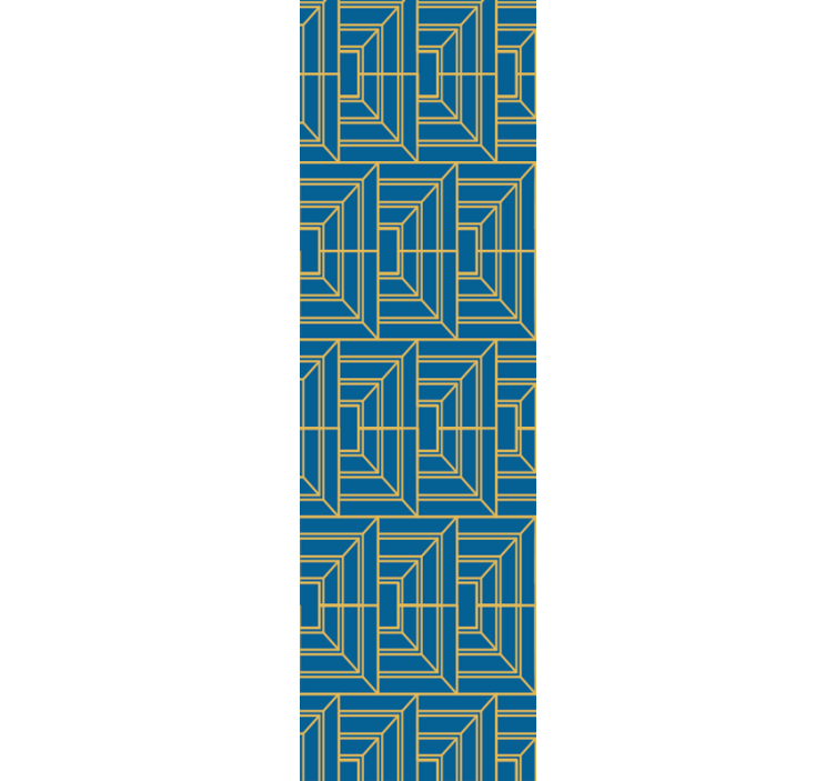 Estor enrollable comedor líneas doradas sobre fondo azul - TenVinilo