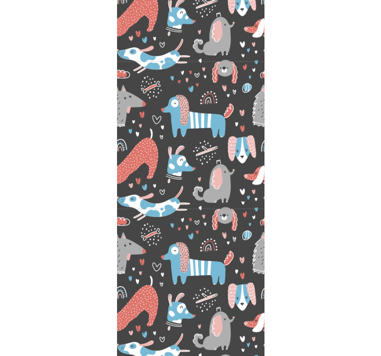 Estor enrollable infantil ilustración de perros adorables - TenVinilo